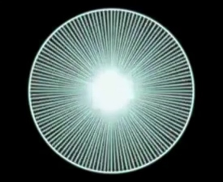Image of the light of consciousness at a higher frequency between spokes