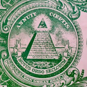 Image of the all seeing eye on the back of the american dollar bill